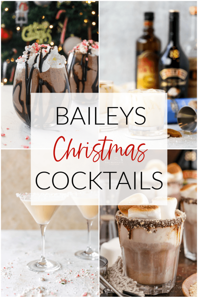 Photos of cocktails made with Bailey's for Christmas with text over it.