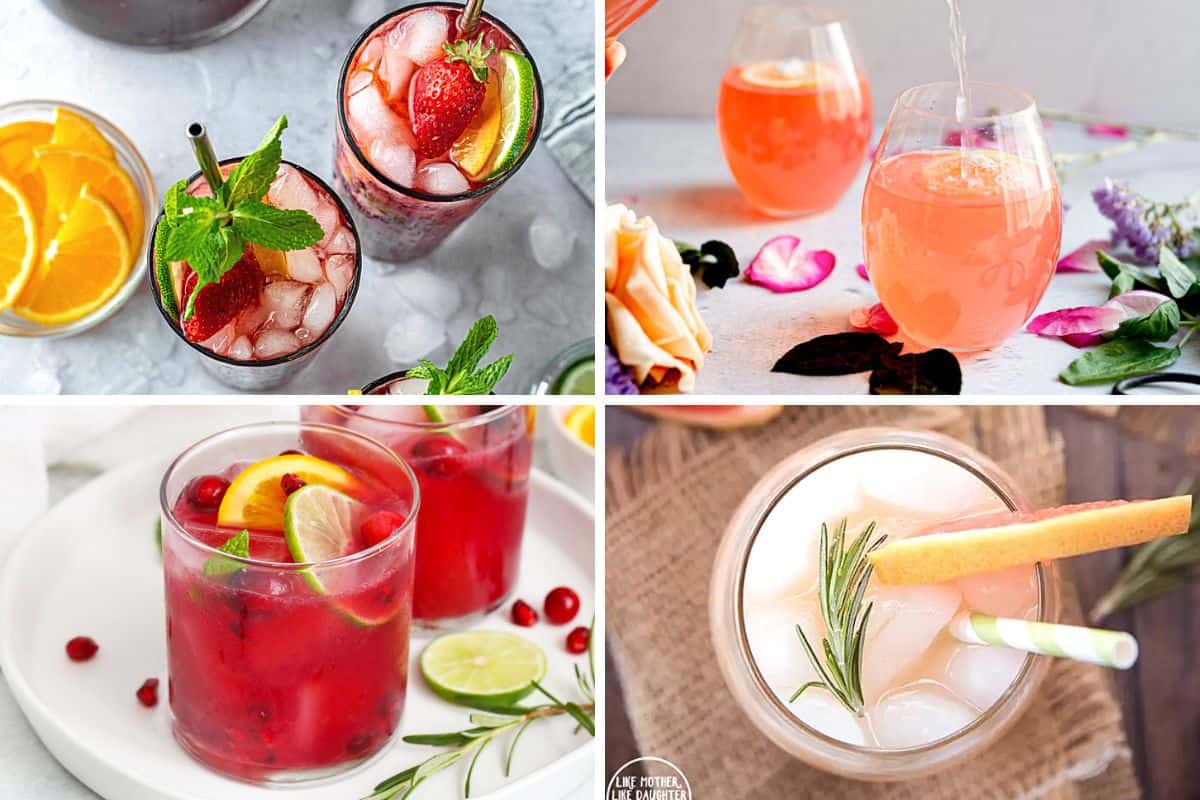 Collage of drinks that look like cocktails but don't have alcohol.