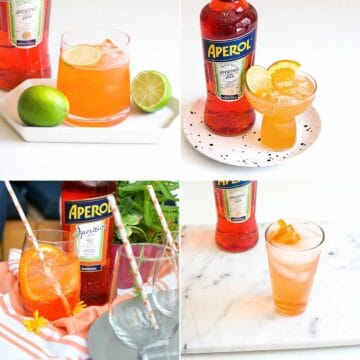 A collage of 4 images containing Aperol Cocktail recipes.