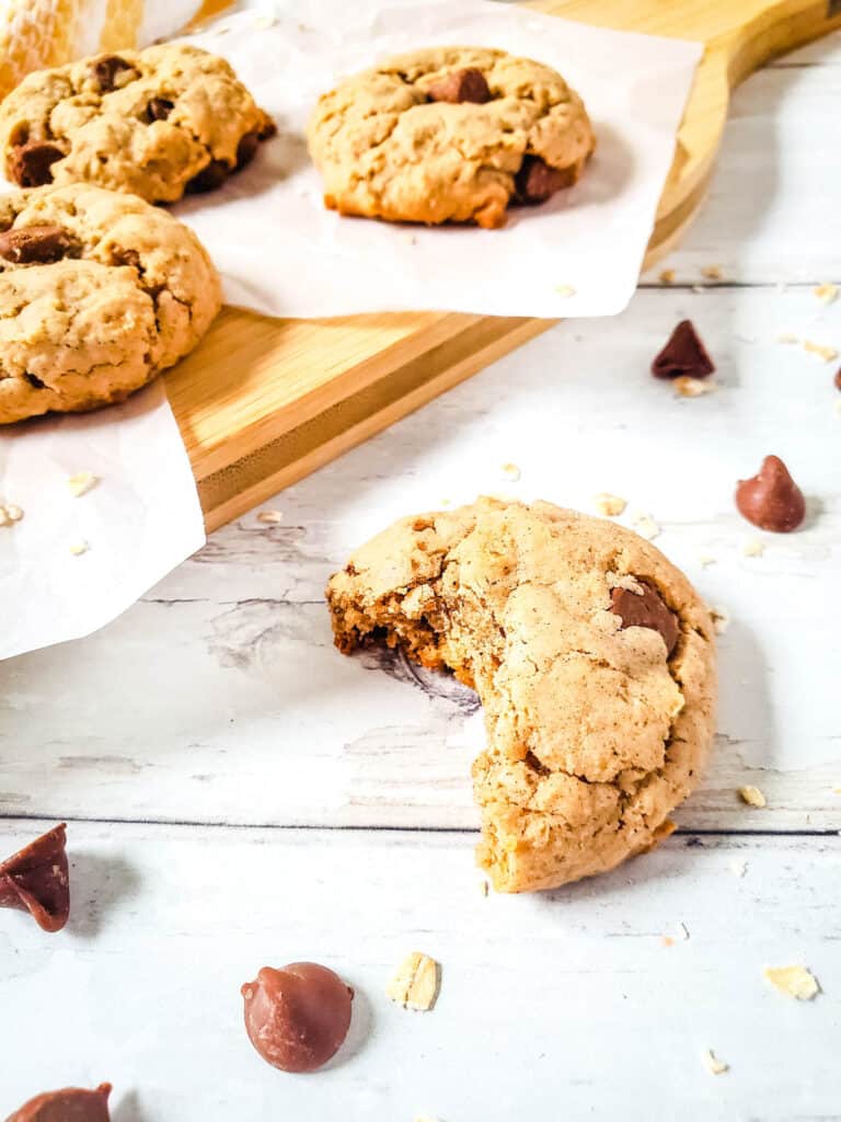 Oatmeal Cake Mix Cookies Recipe with Chocolate Chips Cupcakes and Cutlery
