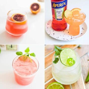 A collage of images of brightly colored margaritas.