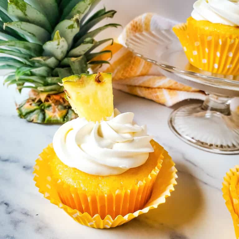Tropical Pineapple Cupcakes with Cake Mix Recipe