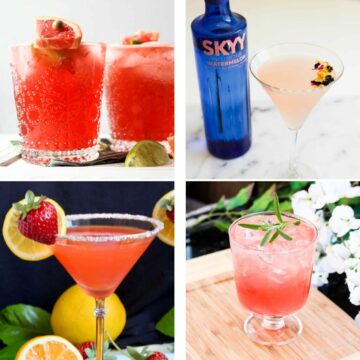 4 pink party drink ideas in a collage.