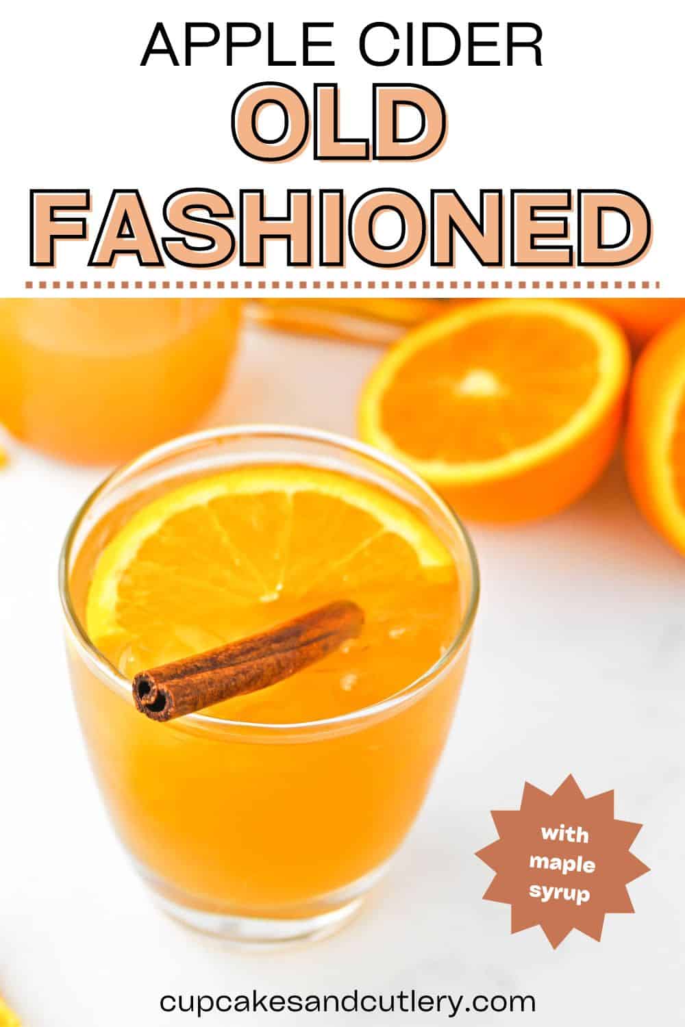 Apple Cider Old Fashioned with Maple Syrup Cupcakes and Cutlery