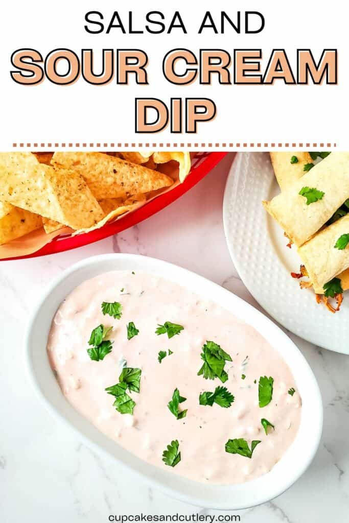 Text: Salsa and Sour Cream Dip.