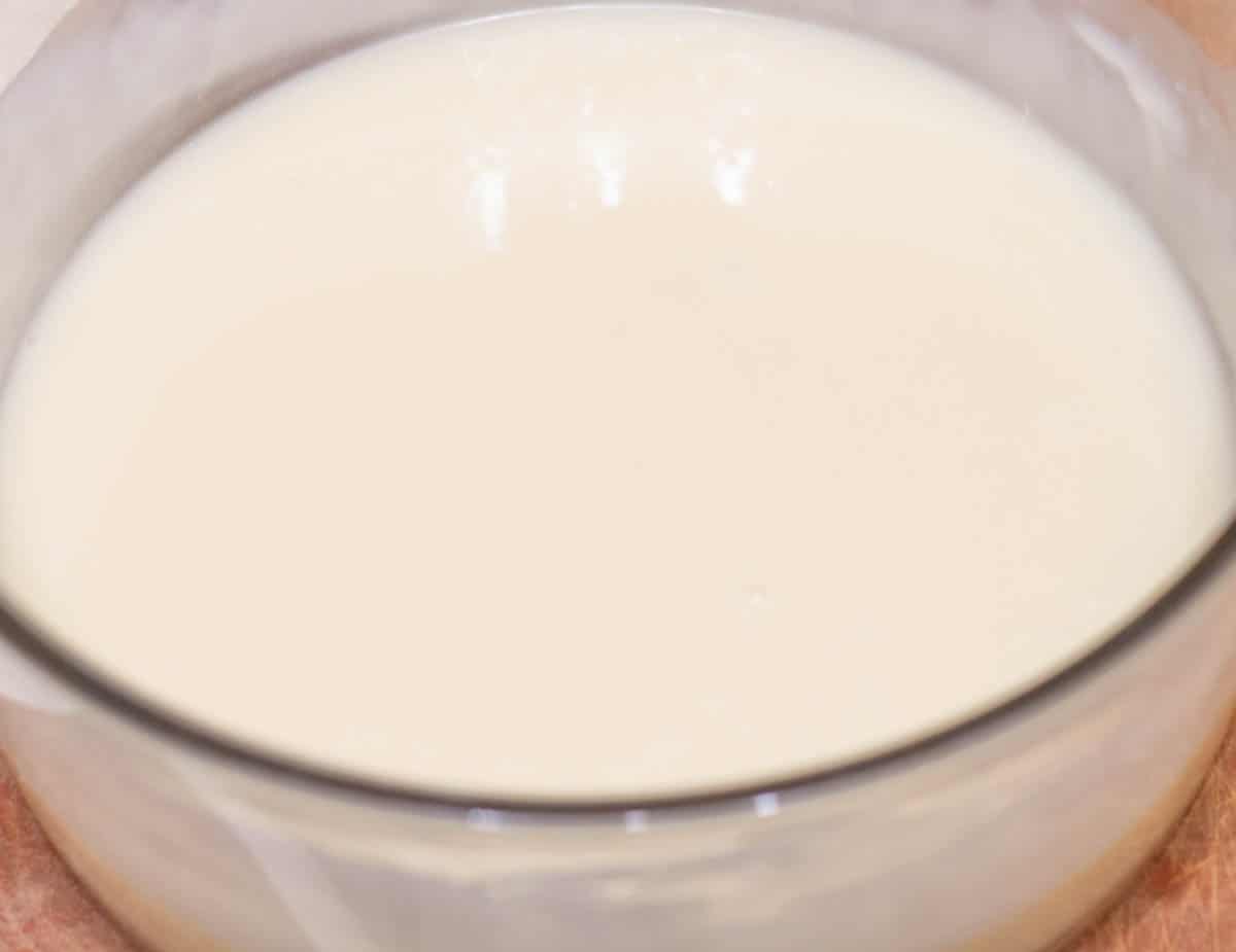 dessert recipe for rumchata dessert shots - in process 6 Mixing bowl with RumChata pudding mixture.